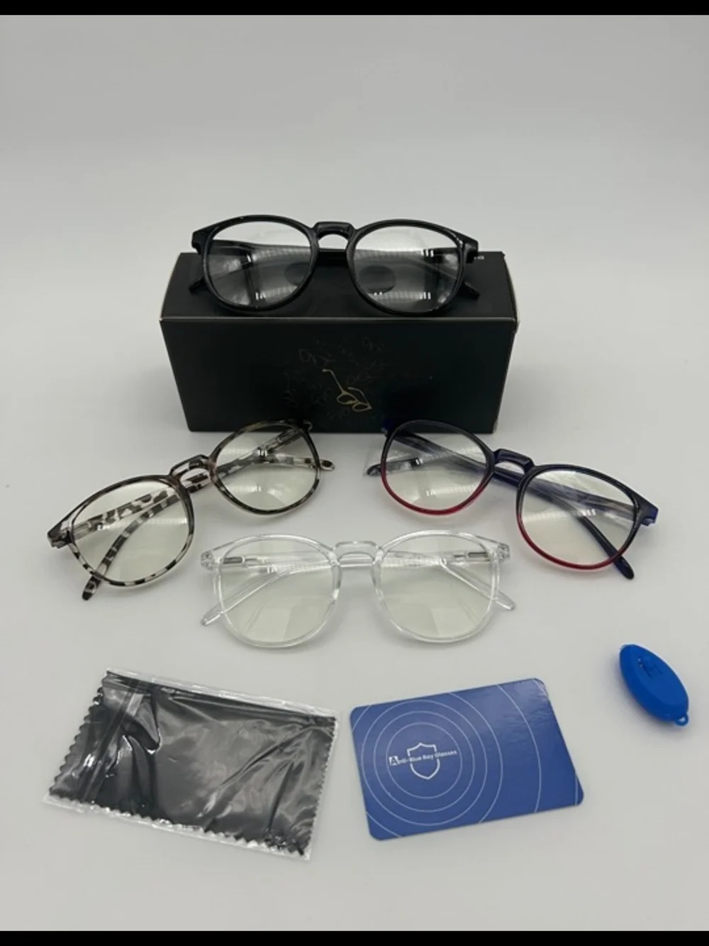 4 Pack Blue Light Blocking  Glasses 0.0 Computer Gaming UV400 Anti-Glare Unisex